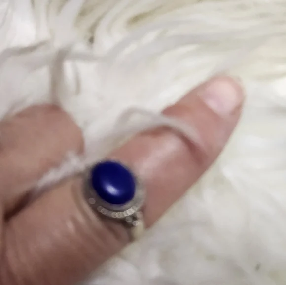 Vintage sterling and‎ lapis ring 5.5 - Picture 3 of 8